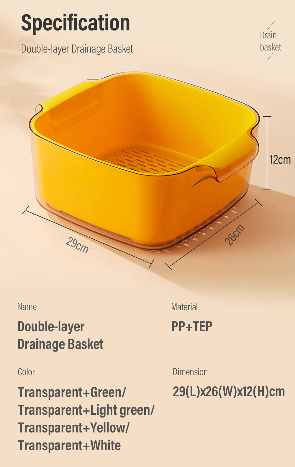 Double-layer Drainage Basket Fruit Vegetable Strainer-8